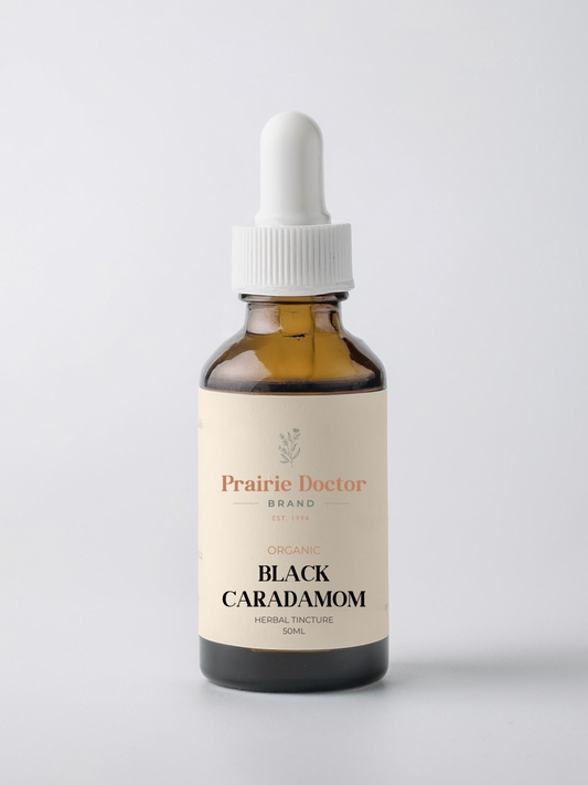 Our Cardamom (Black) Herbal Tincture is thoughtfully crafted using organically grown, sustainably harvested Black Cardamom pods. Traditionally used in Ayurvedic and culinary herbal practices, this warming, aromatic spice is valued for its flavour and health supporting properties.