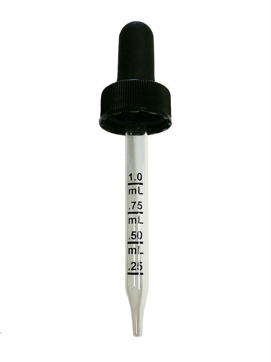 Paired perfectly with your smaller glass bottles, these glass graduated white medicinal droppers take advantage of a child-resistant push down & turn cap function that’s hassle-free for adults yet brings security and peace of mind.  Perfect for measuring all your oils or tinctures. 