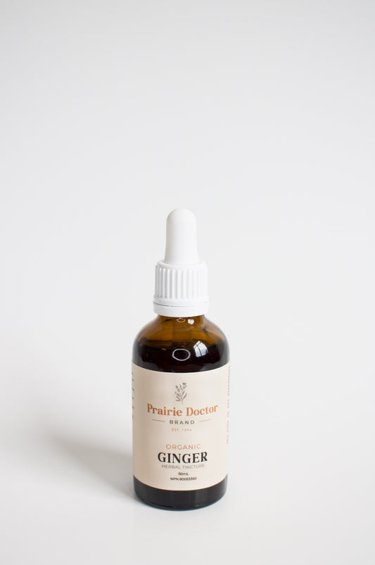 Our organic Ginger herbal tincture has been crafted using organic, sustainably sourced Ginger root. Ginger offers soothing benefits and gently calms the stomach with its anti-nausea properties. Ginger is traditionally used to address a range of digestive issues such as lack of appetite, indigestion, and digestive spasms.