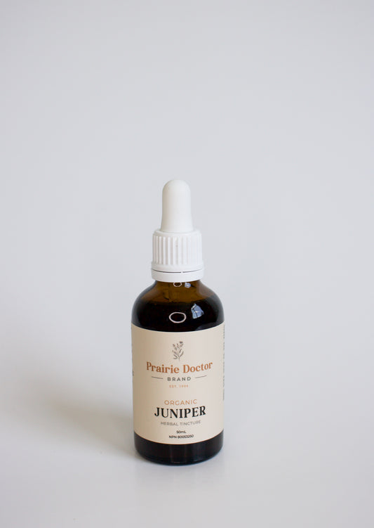 Our organic Juniper herbal tincture is crafted using organic, sustainably sourced Juniper fruit. Juniper is known as a diuretic and natural remedy for Urinary Tract Infections. Juniper can also be used to stimulate the appetite and support the digestive system!