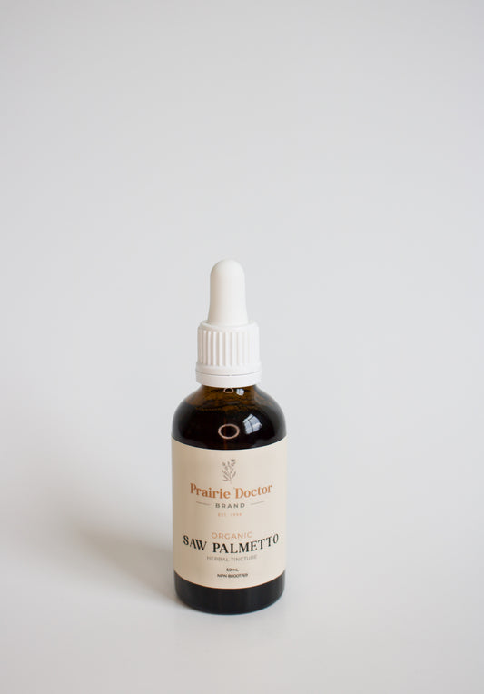 Our organic Saw Palmetto herbal tincture has been crafted using organic, sustainably sourced Saw Palmetto berries. Saw Palmetto is known for its ability to help support a healthy prostate as well as to protect the urinary tract system.