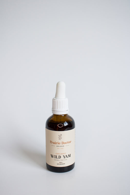 Our organic Wild Yam herbal tincture﻿ can be used as an antispasmodic to help relieve the pain associated with menstruation (Dysmenorrhea).