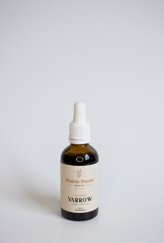 Our organic Yarrow herbal tincture can be used to help relieve symptoms of digestive system upset (diarrhea, cramps) and to help relieve fever by inducing perspiration.